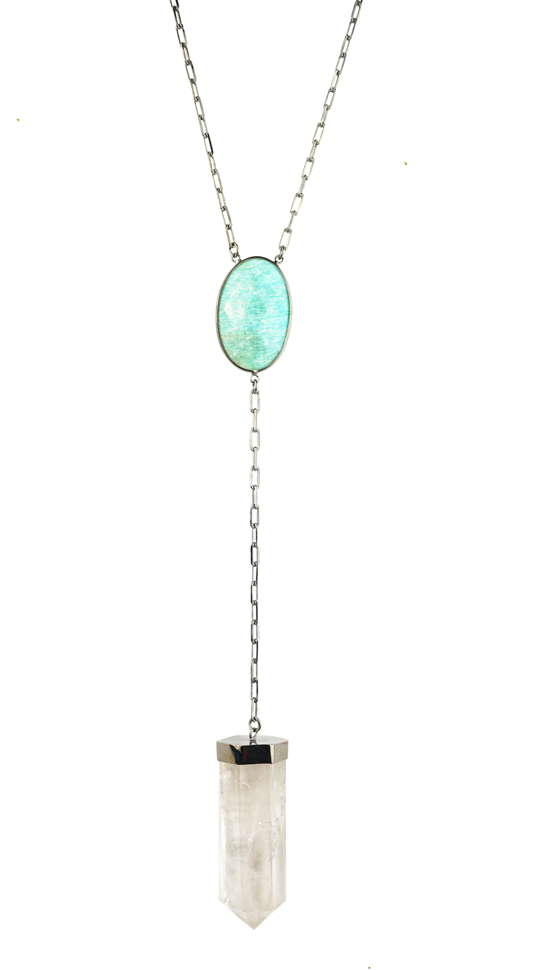 Amazonite & Clear Quartz Pendulum Necklace