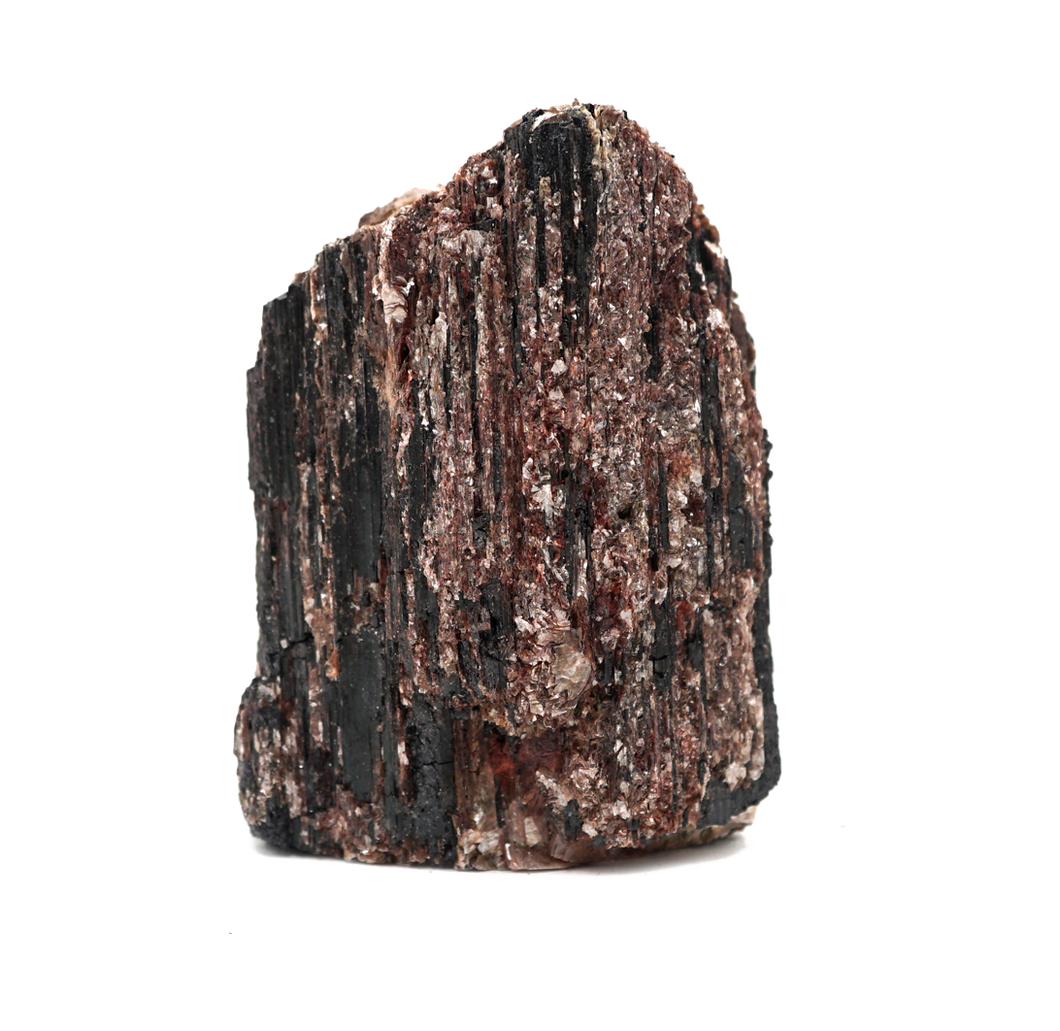 Black Tourmaline Crystal with Garnet & Mica